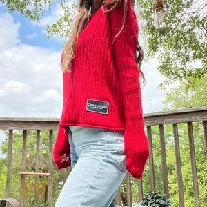 DKNY red chunky sweater
